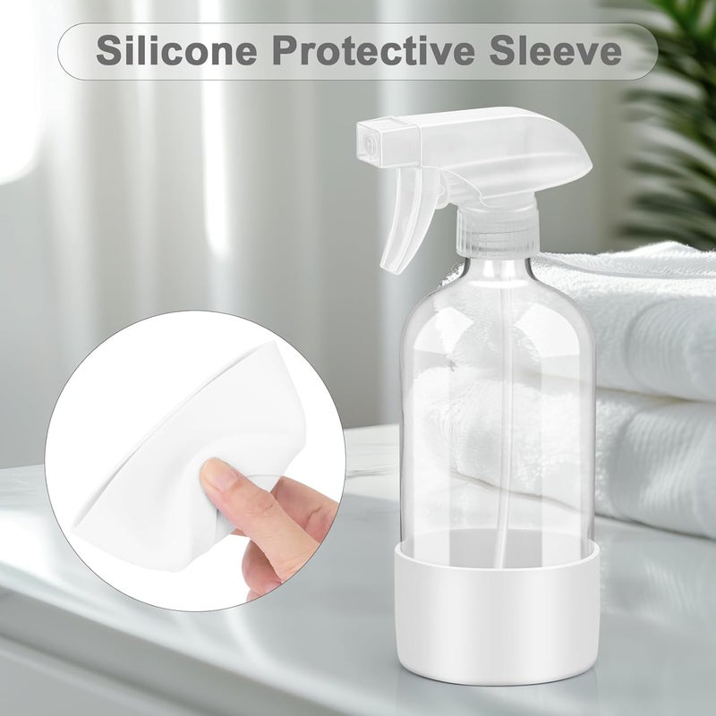 Worldgsb 2 Pack Glass Spray Bottles with Silicone Sleeve, 16 oz Empty Refillable Containers with Adjustable Spray Nozzles, Spray Bottles for Hair, Cleaning Solutions and Plants White - Image 3